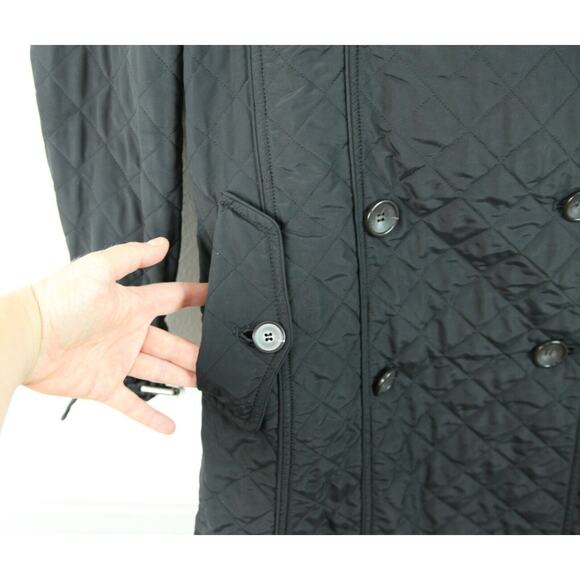 NO BELT Max Mara Weekend Black Quilted Women's Trench Coat US 12 - Picture 5 of 13